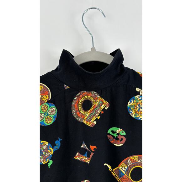 Crisca Abstract Fish Long Sleeve Turtleneck Shirt Womens Size 40 Canada Flawed - Picture 2 of 15